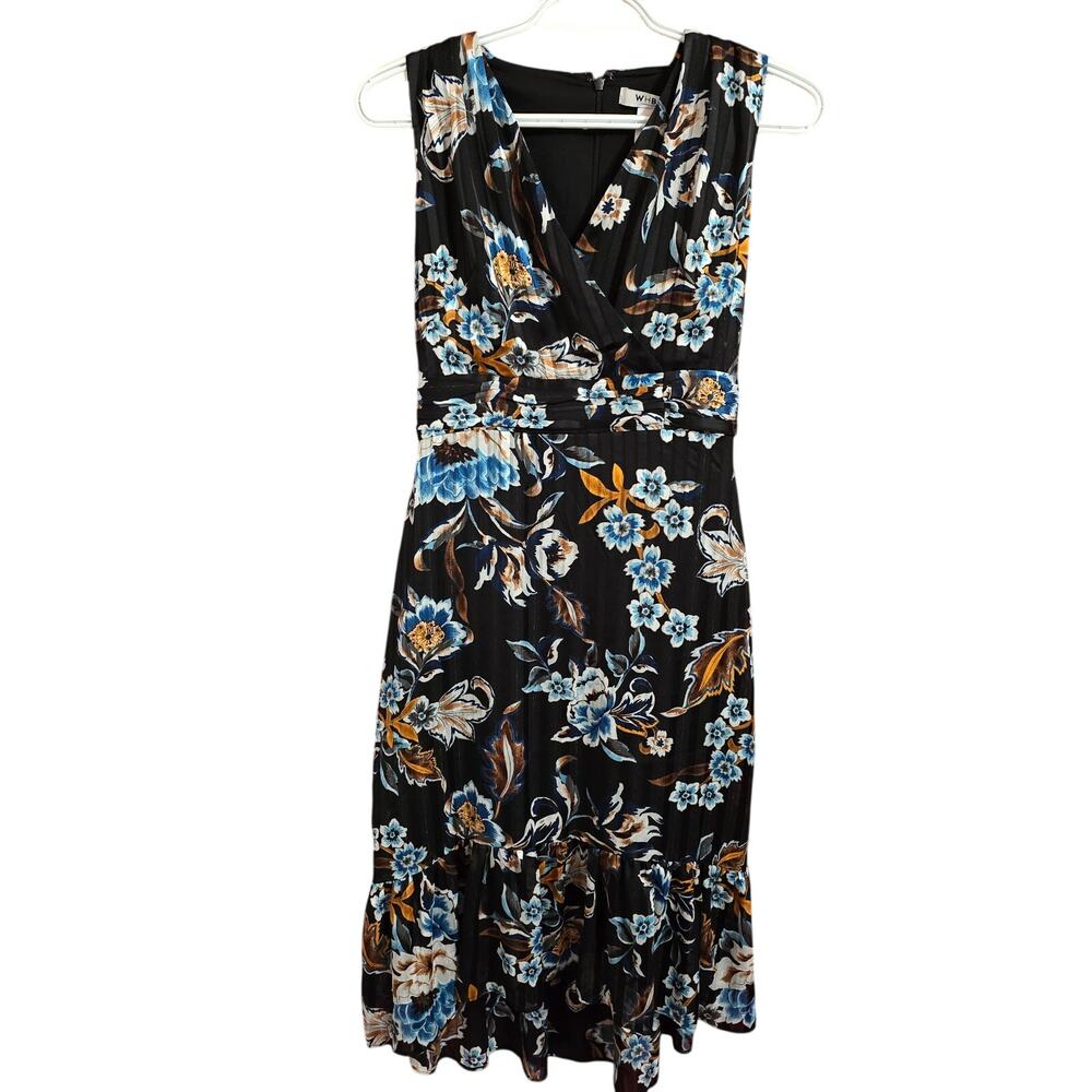 White House Black Market A-Line Ruffle Midi Floral Dress Size 0